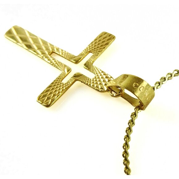 Cross Pendant Marked Condor on Added Chain Necklace Religious Jewelry - Picture 3 of 5